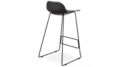 Tabouret de bar noir design pied métal noir - Never