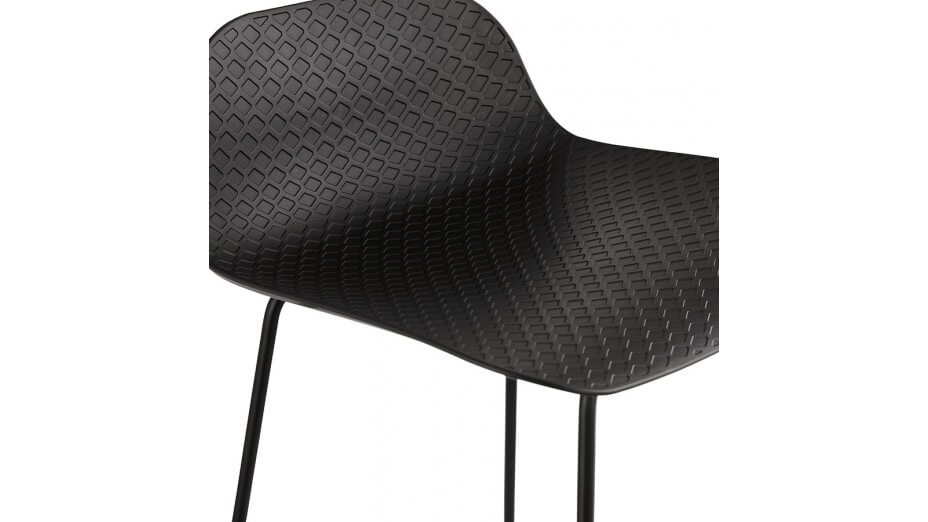 Tabouret de bar noir design pied métal noir - Never