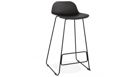 Tabouret de bar noir design pied métal noir - Never