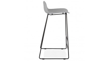 Tabouret de bar gris design pied métal noir - Never