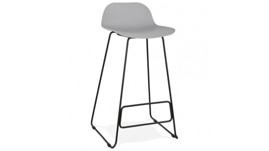 Tabouret de bar gris design pied métal noir - Never