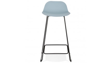 Tabouret de bar bleu design pied métal noir - Never