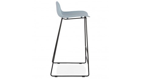 Tabouret de bar bleu design pied métal noir - Never