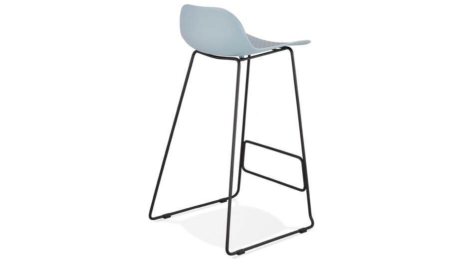 Tabouret de bar bleu design pied métal noir - Never