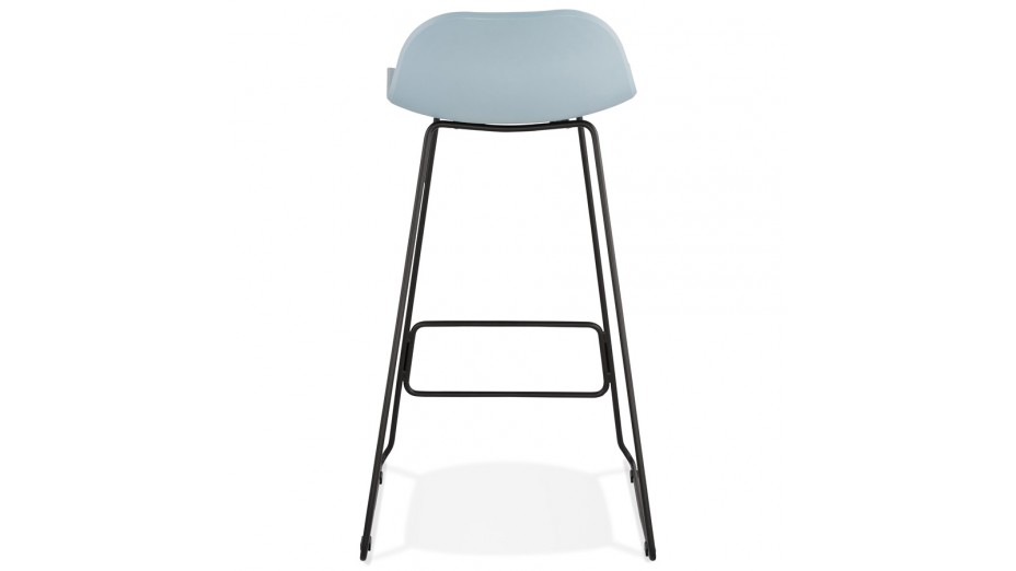 Tabouret de bar bleu design pied métal noir - Never