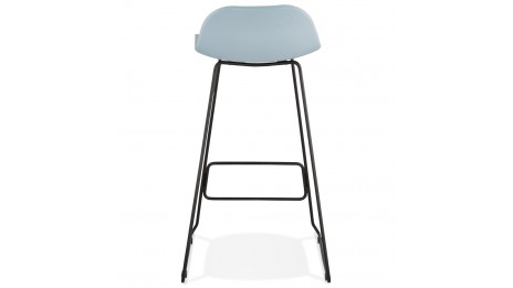 Tabouret de bar bleu design pied métal noir - Never