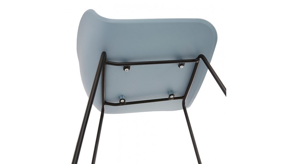 Tabouret de bar bleu design pied métal noir - Never