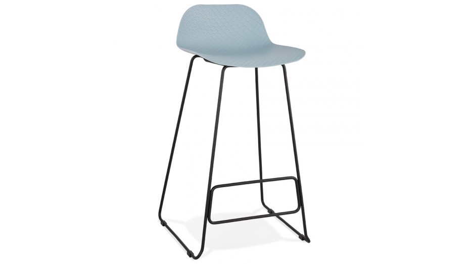 Tabouret de bar bleu design pied métal noir - Never