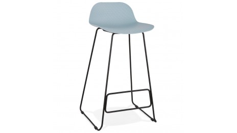 Tabouret de bar bleu design pied métal noir - Never