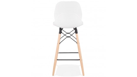 Tabouret snack Mi-hauteur design blanc pied bois naturel - Cava