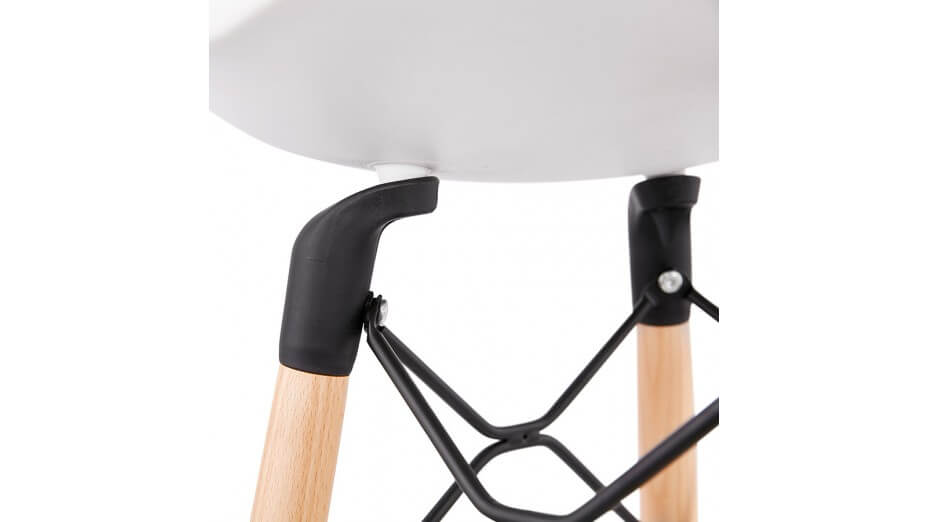 Tabouret snack Mi-hauteur design blanc pied bois naturel - Cava