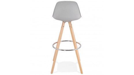 Tabouret de Bar design gris pied bois naturel - VESTA