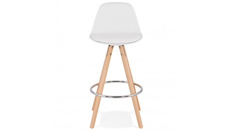 Tabouret snack Mi-hauteur blanc pied bois naturel - VESTA