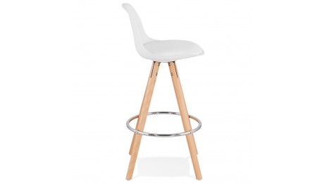 Tabouret snack Mi-hauteur blanc pied bois naturel - VESTA