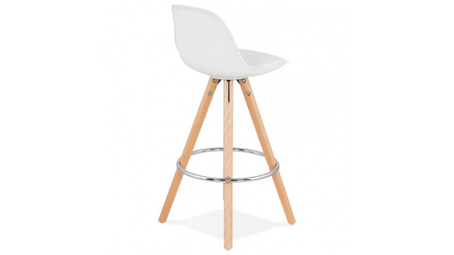 Tabouret snack Mi-hauteur blanc pied bois naturel - VESTA