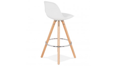 Tabouret snack Mi-hauteur blanc pied bois naturel - VESTA