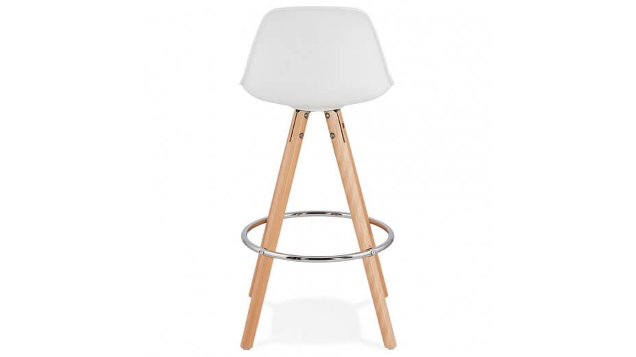 Tabouret snack Mi-hauteur blanc pied bois naturel - VESTA