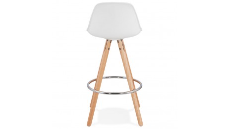 Tabouret snack Mi-hauteur blanc pied bois naturel - VESTA