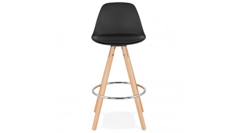 Tabouret snack Mi-hauteur noir pied bois naturel - VESTA