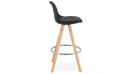 Tabouret snack Mi-hauteur noir pied bois naturel - VESTA