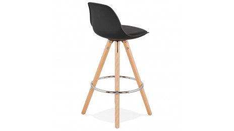 Tabouret snack Mi-hauteur noir pied bois naturel - VESTA