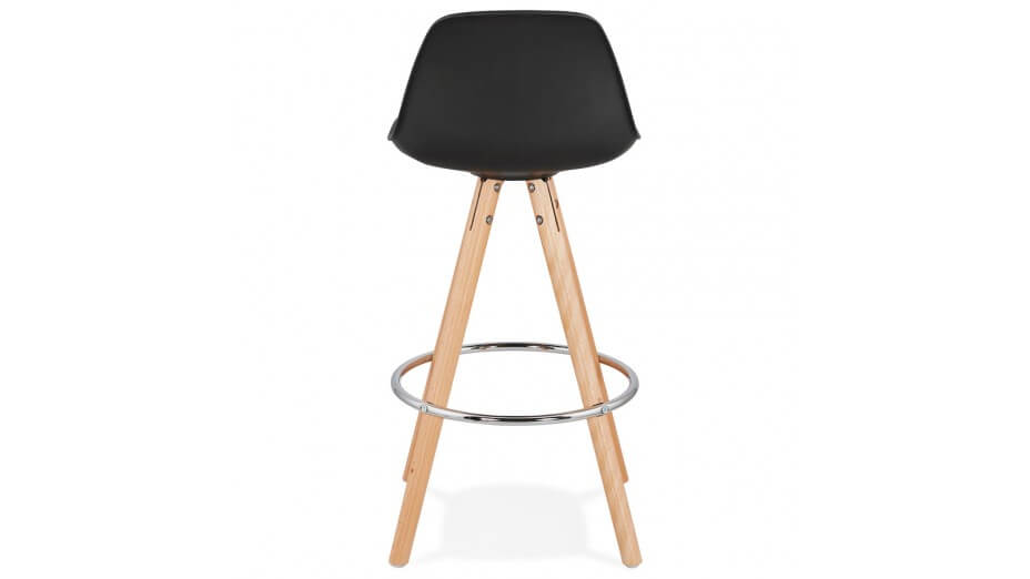 Tabouret snack Mi-hauteur noir pied bois naturel - VESTA