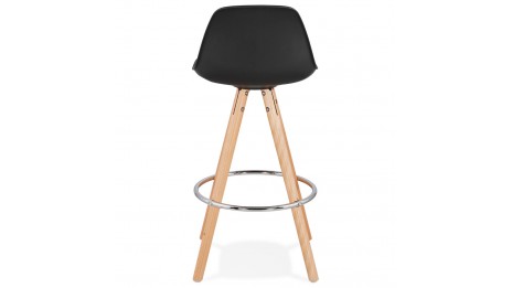 Tabouret snack Mi-hauteur noir pied bois naturel - VESTA