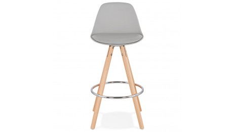 Tabouret snack Mi-hauteur gris pied bois naturel - VESTA