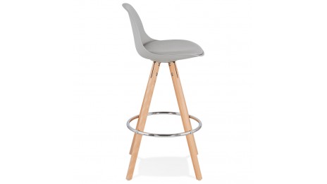 Tabouret snack Mi-hauteur gris pied bois naturel - VESTA