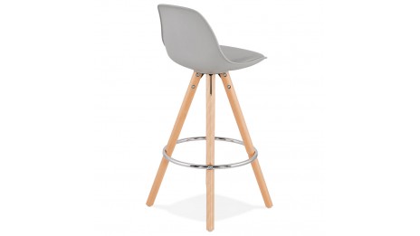 Tabouret snack Mi-hauteur gris pied bois naturel - VESTA