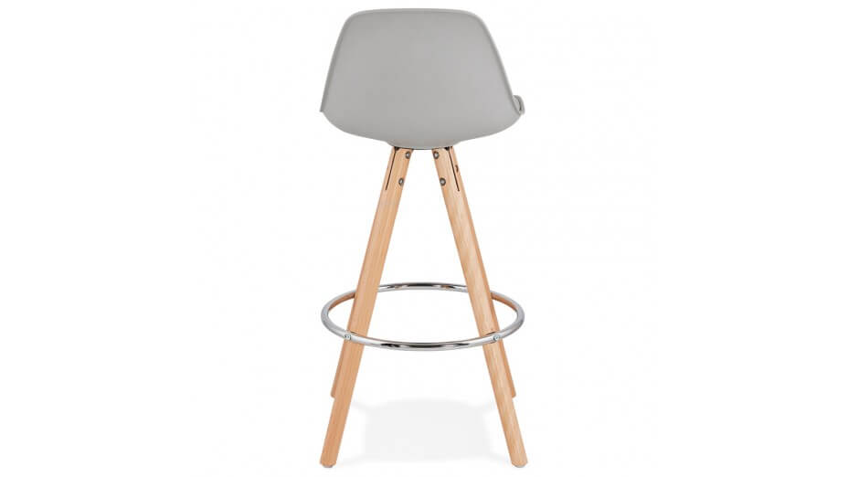 Tabouret snack Mi-hauteur gris pied bois naturel - VESTA