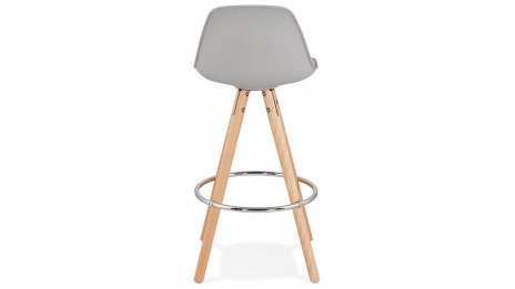 Tabouret snack Mi-hauteur gris pied bois naturel - VESTA