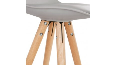 Tabouret snack Mi-hauteur gris pied bois naturel - VESTA