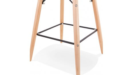 Tabouret de bar design noir pied bois naturel - Cava