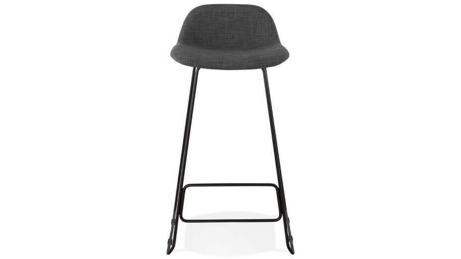 Tabouret de bar tissu gris foncé pied métal noir - Aldrin