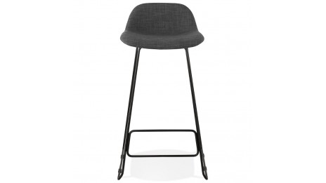 Tabouret de bar tissu gris foncé pied métal noir - Aldrin