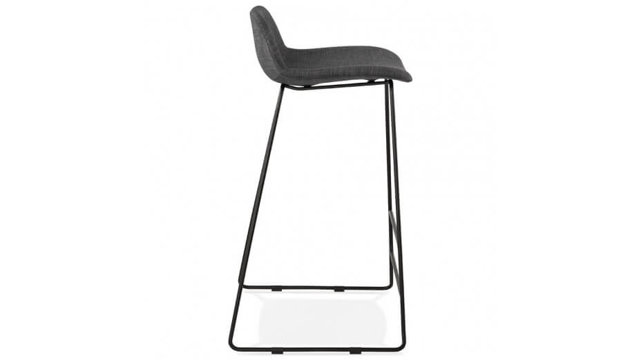 Tabouret de bar tissu gris foncé pied métal noir - Aldrin