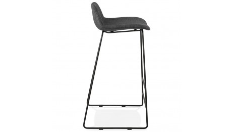 Tabouret de bar tissu gris foncé pied métal noir - Aldrin