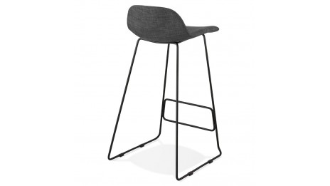 Tabouret de bar tissu gris foncé pied métal noir - Aldrin