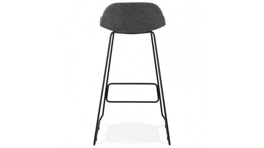 Tabouret de bar tissu gris foncé pied métal noir - Aldrin