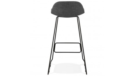 Tabouret de bar tissu gris foncé pied métal noir - Aldrin