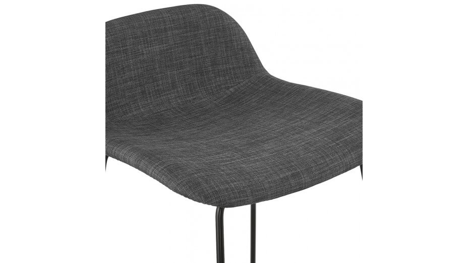 Tabouret de bar tissu gris foncé pied métal noir - Aldrin