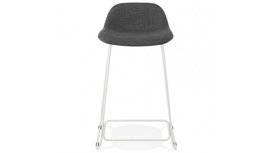 Tabouret snack Mi-hauteur tissu gris foncé pied métal blanc - Aldrin