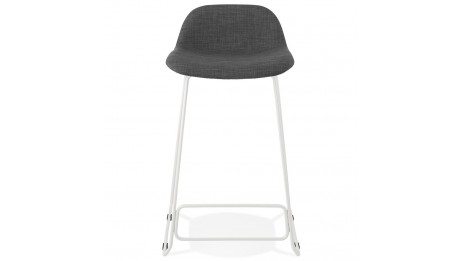 Tabouret snack Mi-hauteur tissu gris foncé pied métal blanc - Aldrin