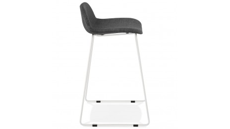 Tabouret snack Mi-hauteur tissu gris foncé pied métal blanc - Aldrin