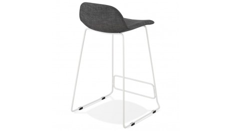 Tabouret snack Mi-hauteur tissu gris foncé pied métal blanc - Aldrin