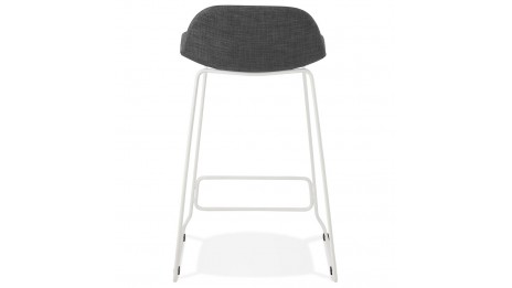 Tabouret snack Mi-hauteur tissu gris foncé pied métal blanc - Aldrin