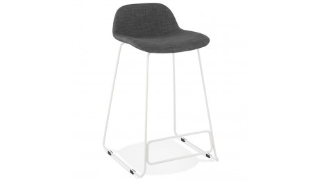 Tabouret snack Mi-hauteur tissu gris foncé pied métal blanc - Aldrin