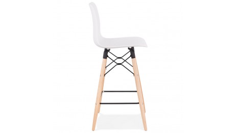 Tabouret snack Mi-hauteur blanc pied bois naturel - Elena