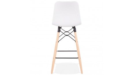 Tabouret snack Mi-hauteur blanc pied bois naturel - Elena